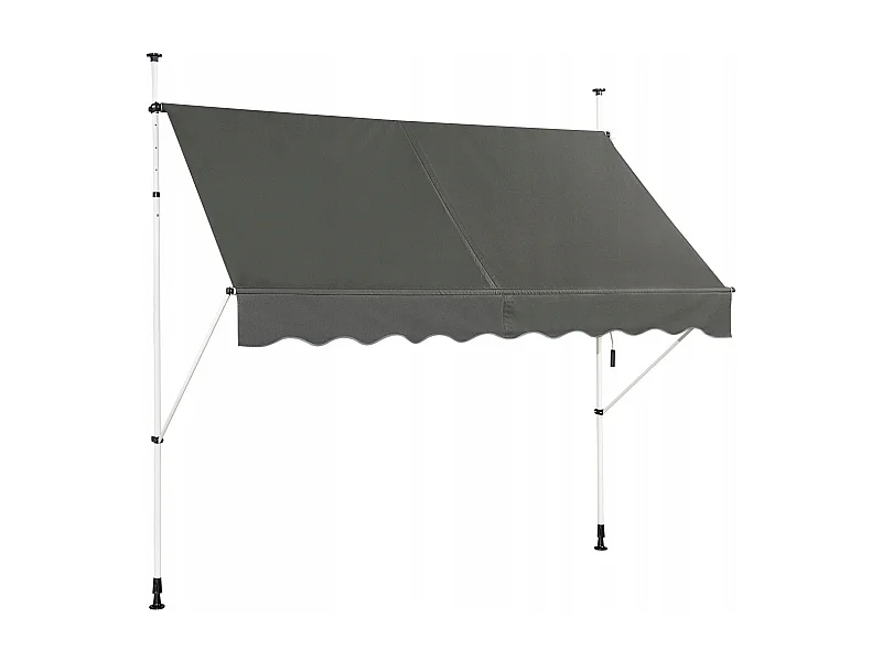 Klemmmarkise Balkonmarkise höhenverstellbar Markise mit Handkurbel Sonnenschutz  250 x 120 cm Grau