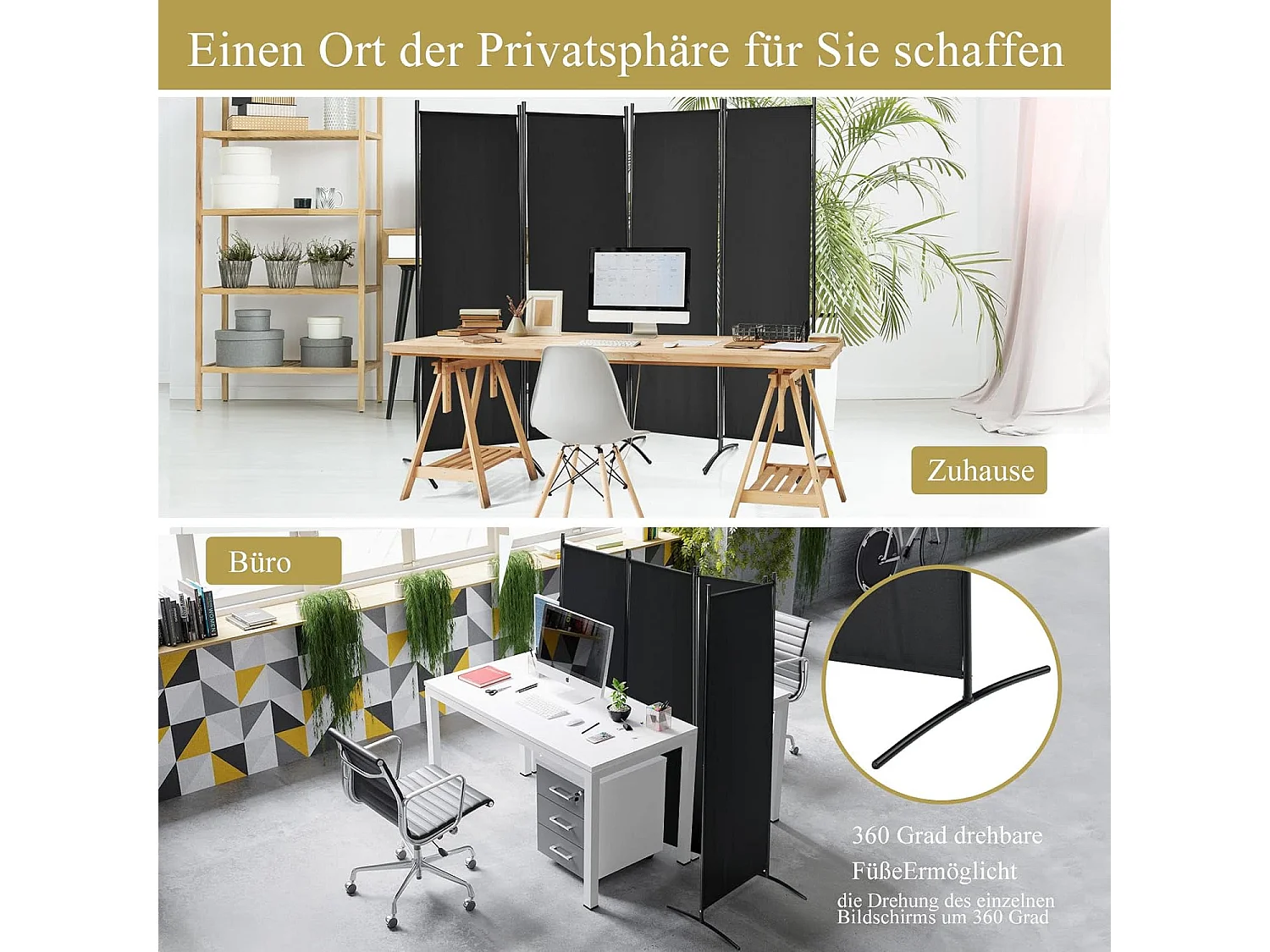 4-teiliger Raumteiler