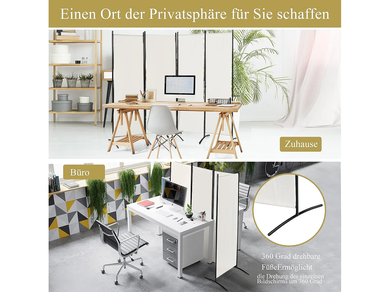 4-teiliger Raumteiler