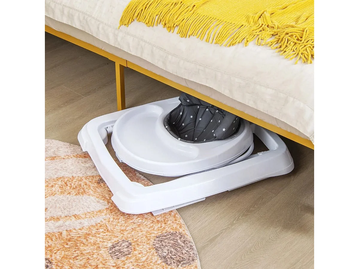 Zusammenklappbarer Lauflernwagen mit Rädern 3-stufig Höhenverstellbar & Abnehmbares Weiches Sitzkissen Grau