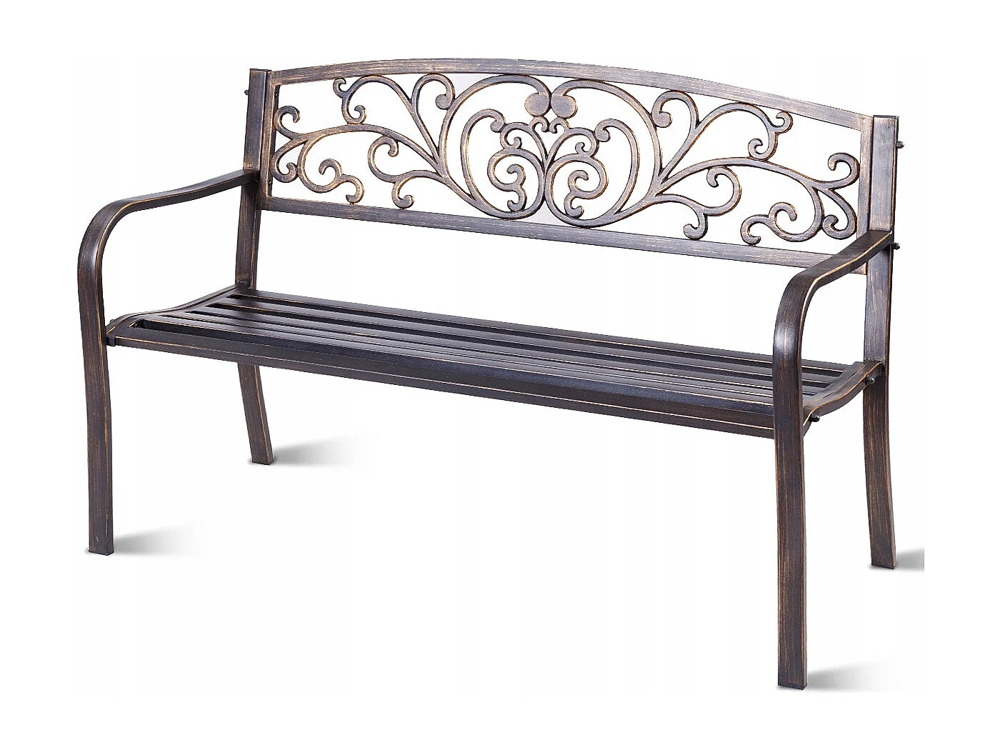 Panca da giardino con schienale 126x60x85cm Panchina in ghisa con braccioli