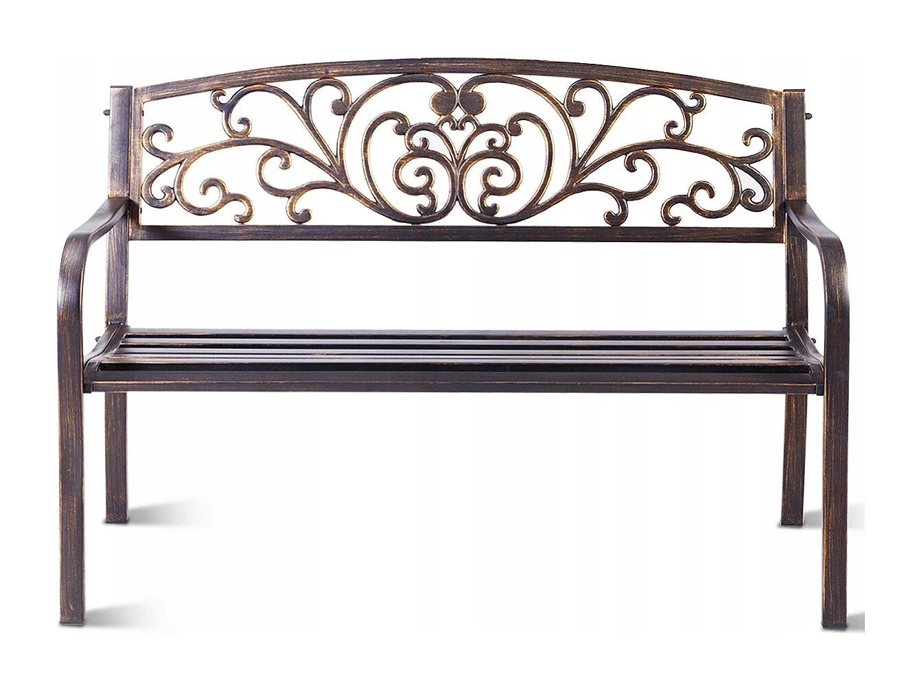 Panca da giardino con schienale 126x60x85cm Panchina in ghisa con braccioli