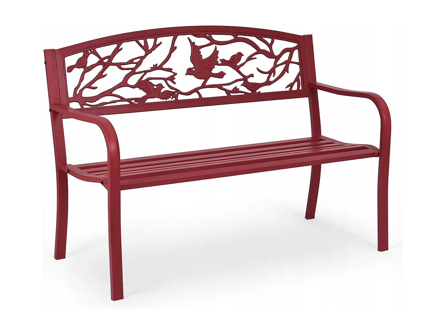 Gartenbank 3-Sitzer Parkbank Eisenbank mit Rückenlehnen Rot 127 x 60 x 88 cm