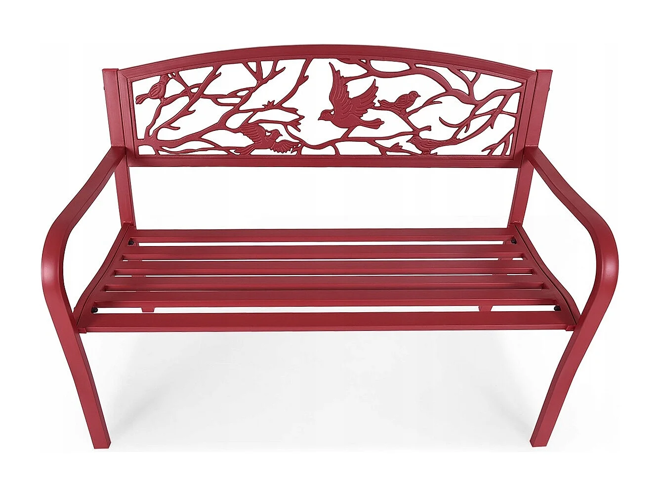 Gartenbank 3-Sitzer Parkbank Eisenbank mit Rückenlehnen Rot 127 x 60 x 88 cm