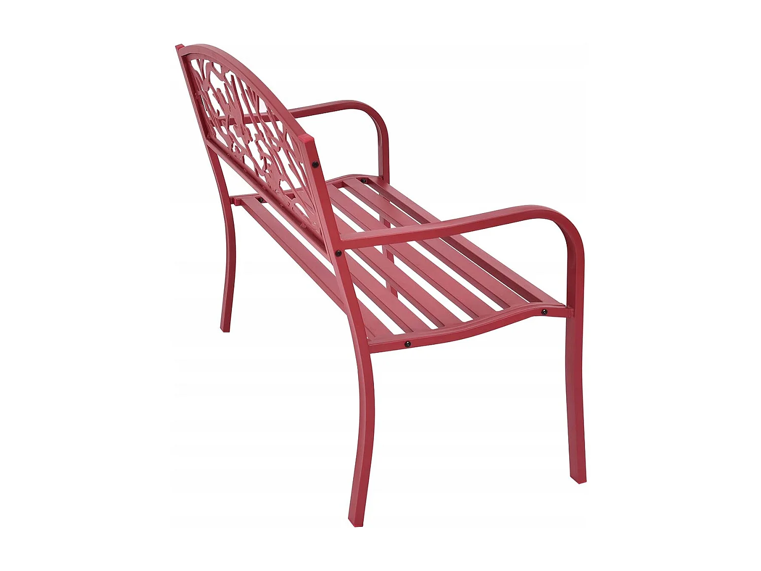 Gartenbank 3-Sitzer Parkbank Eisenbank mit Rückenlehnen Rot 127 x 60 x 88 cm