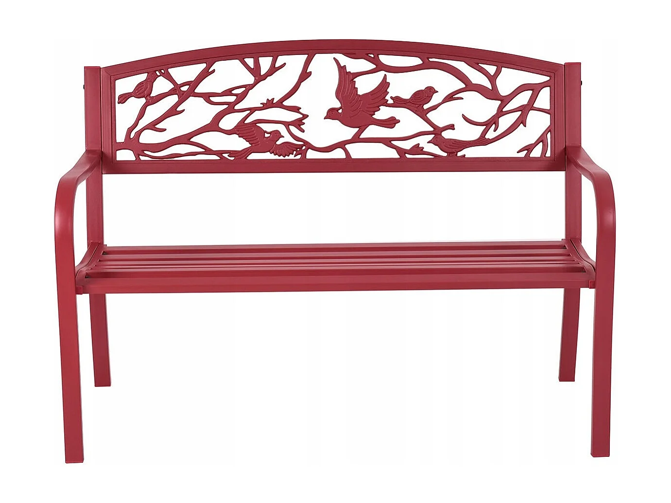 Gartenbank 3-Sitzer Parkbank Eisenbank mit Rückenlehnen Rot 127 x 60 x 88 cm