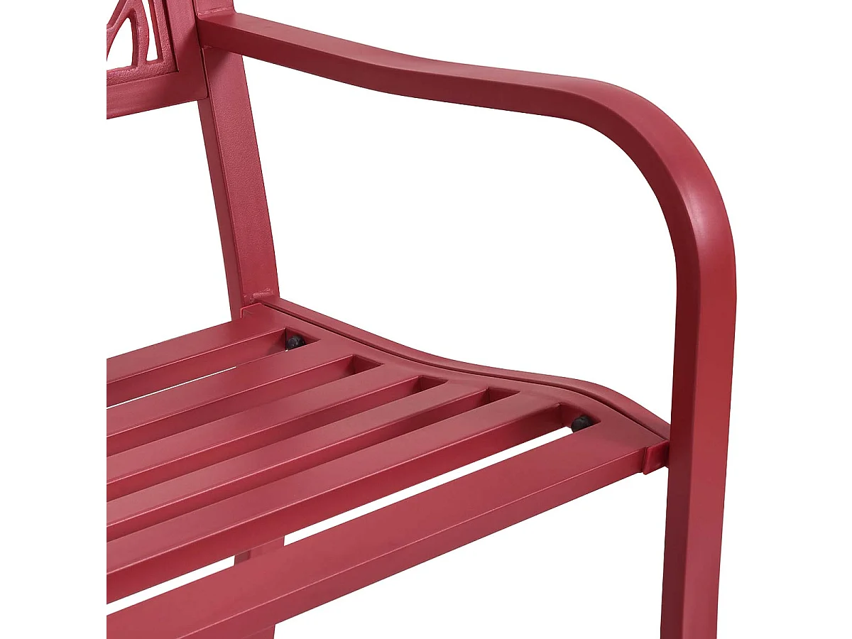Gartenbank 3-Sitzer Parkbank Eisenbank mit Rückenlehnen Rot 127 x 60 x 88 cm