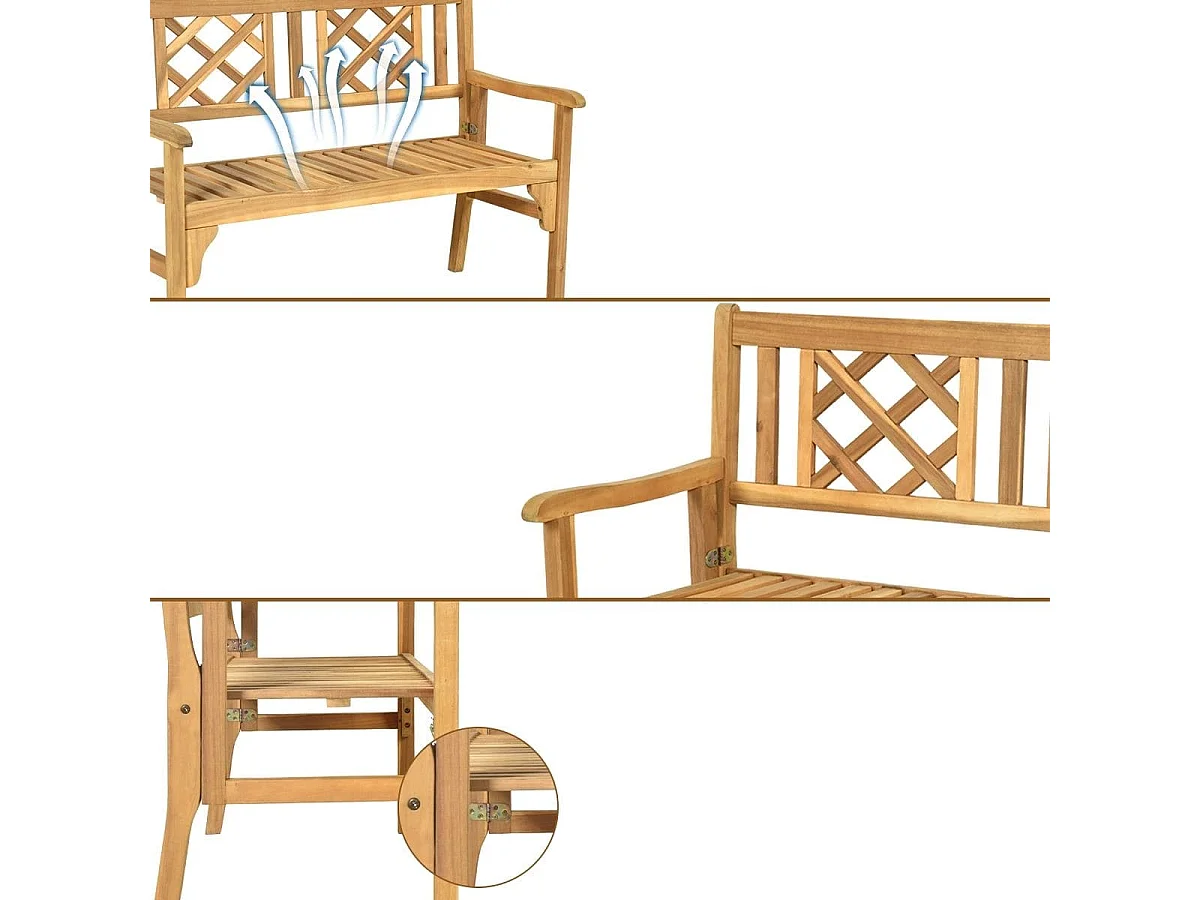 Klappbare Terrassenbank Gartenbank Holz Holzbank Gartenmöbel 120 x 56 x 90 cm Natur