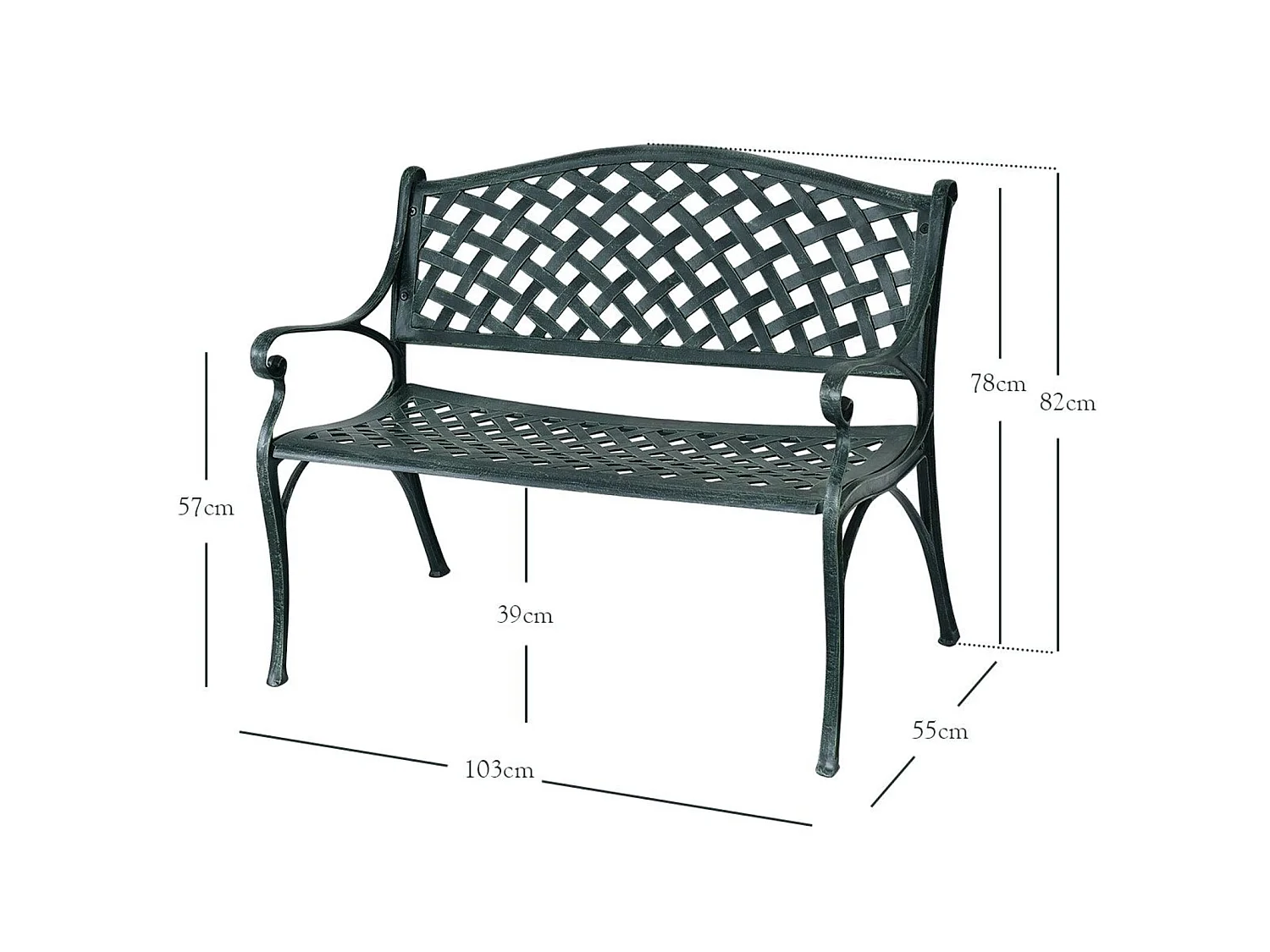 Panchina da giardino in alluminio 103 x 55 x 78/82 cm