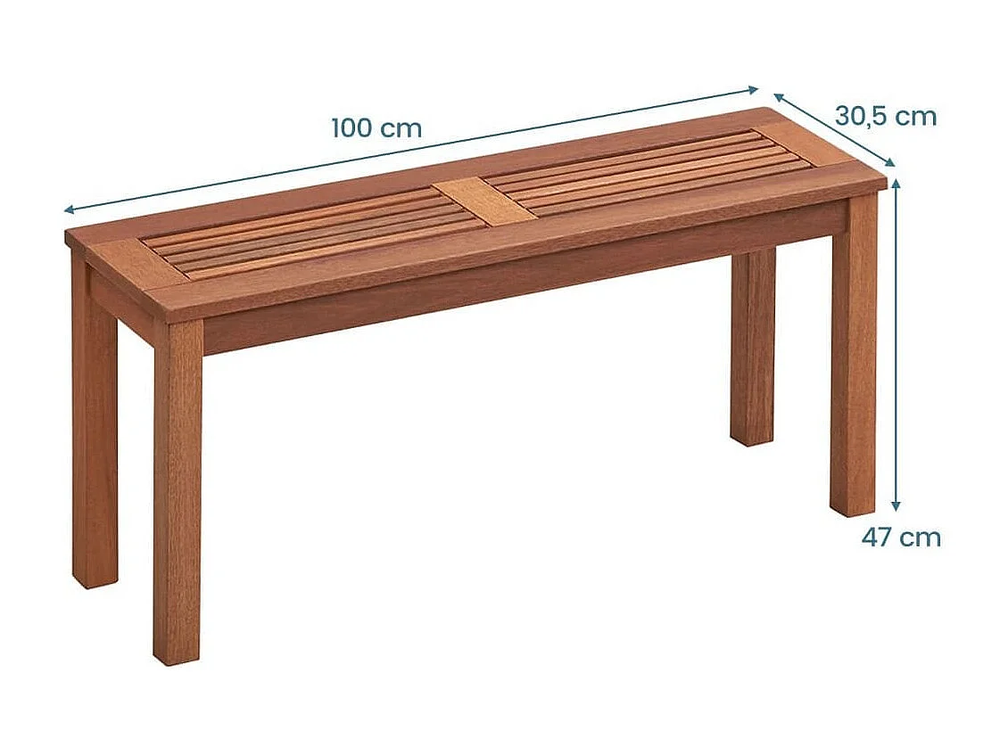 2-Sitzer Gartenbank ohne Rückenlehne Wetterfeste Sitzbank Holzbank 100 x 30,5 x 47 cm
