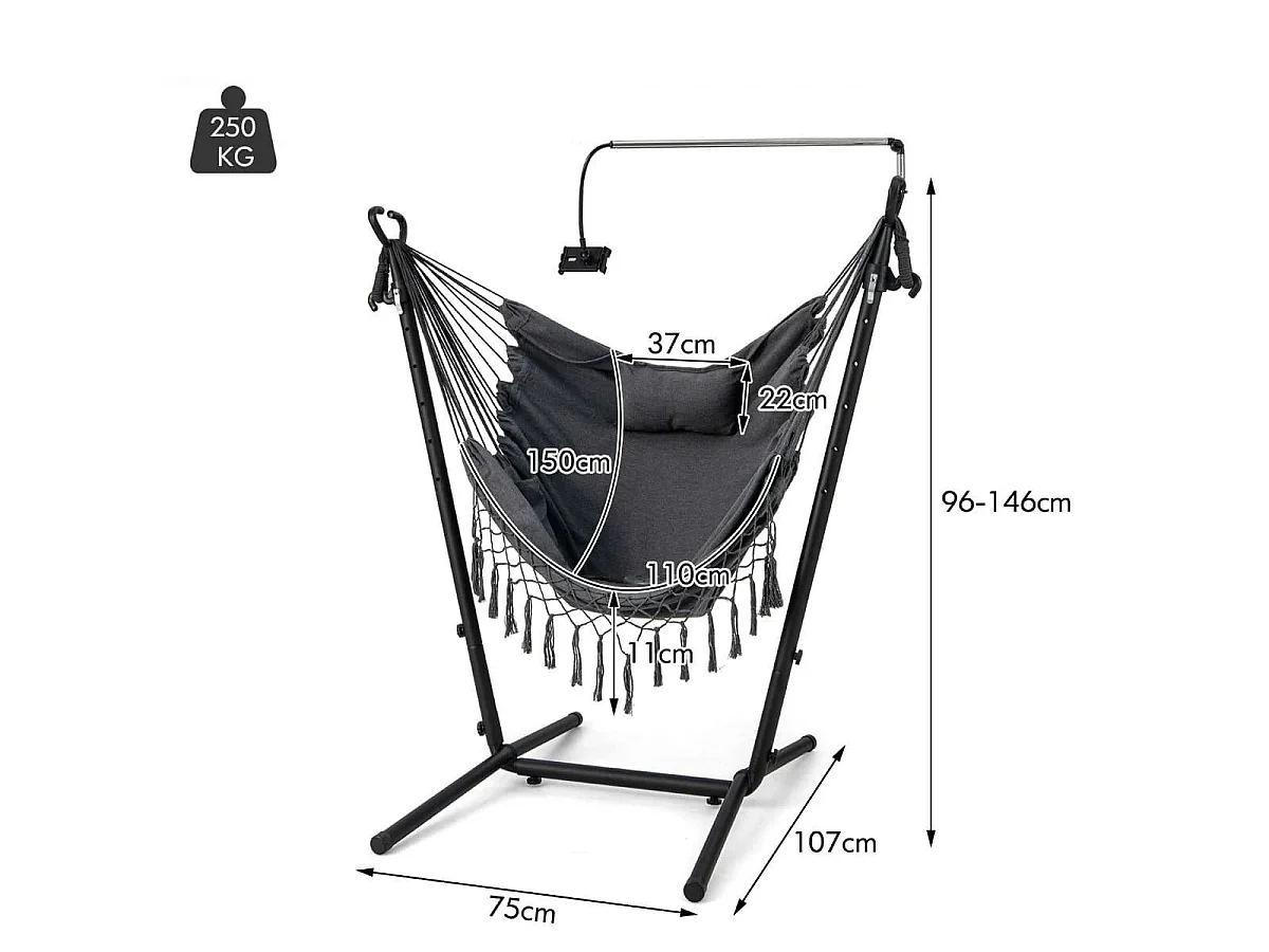 Fauteuil suspendu de type hamac avec coussin Chaise de jardin suspendue