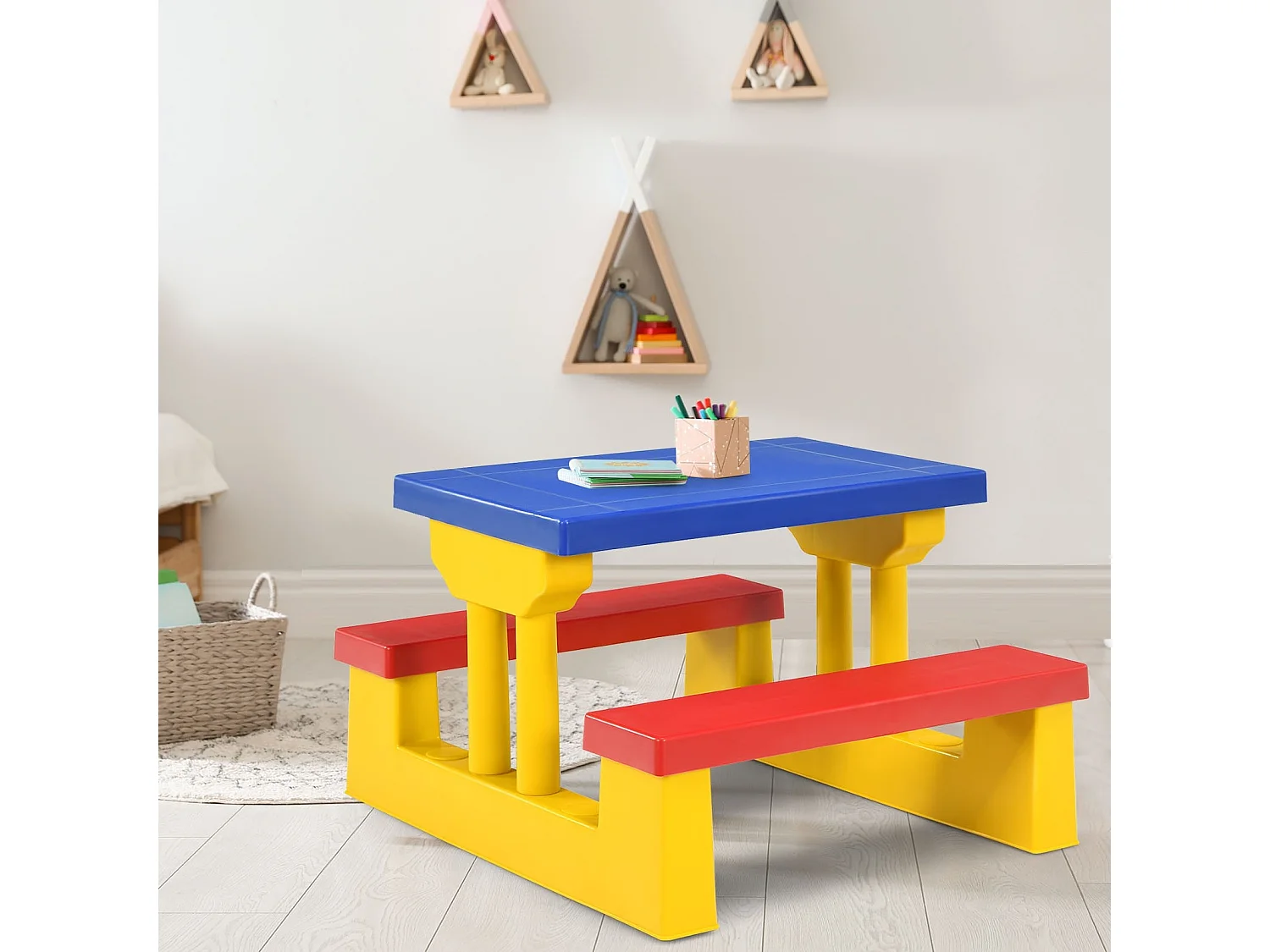 Set da giardino per bambini: tavolino, panca e ombrellone