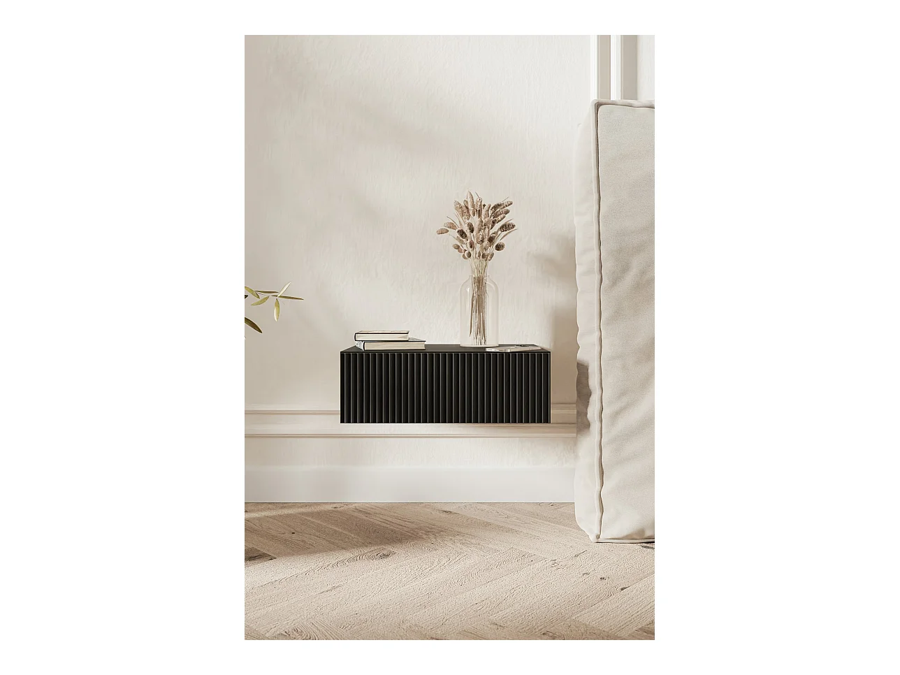 Table de chevet suspendue - 50 cm - noir - VELDIO