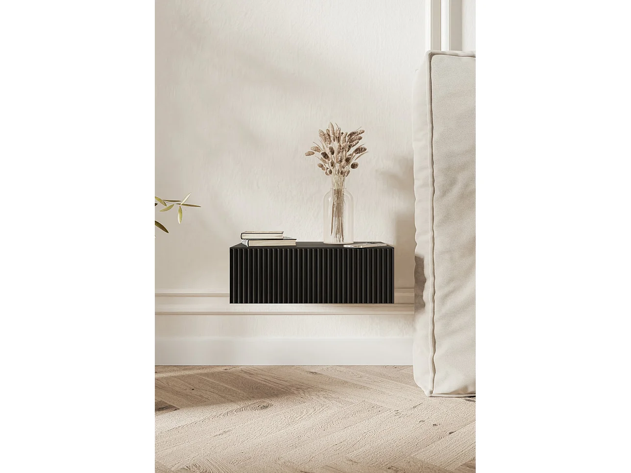 Comodino - 50 cm - sospeso - nero - VELDIO