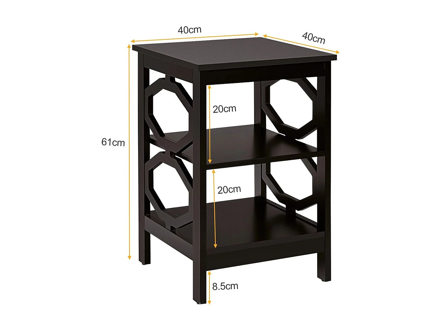 2er Set Nachttisch OO-förmiger Beistelltisch mit 3 Ebenen Couchtisch 40 x 40 x 61 cm Braun