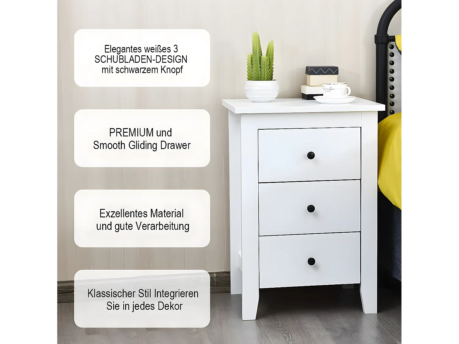 Nachttisch mit 3 Schubladen