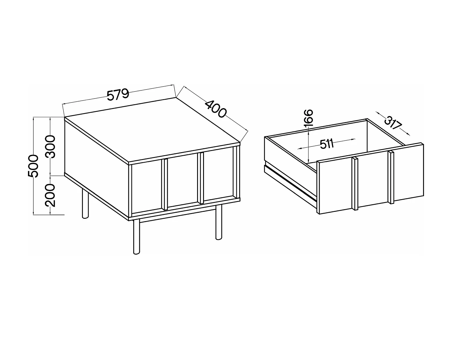 Nachtkastje - met lade - geolied eikenhoutkleur - NEKSTO