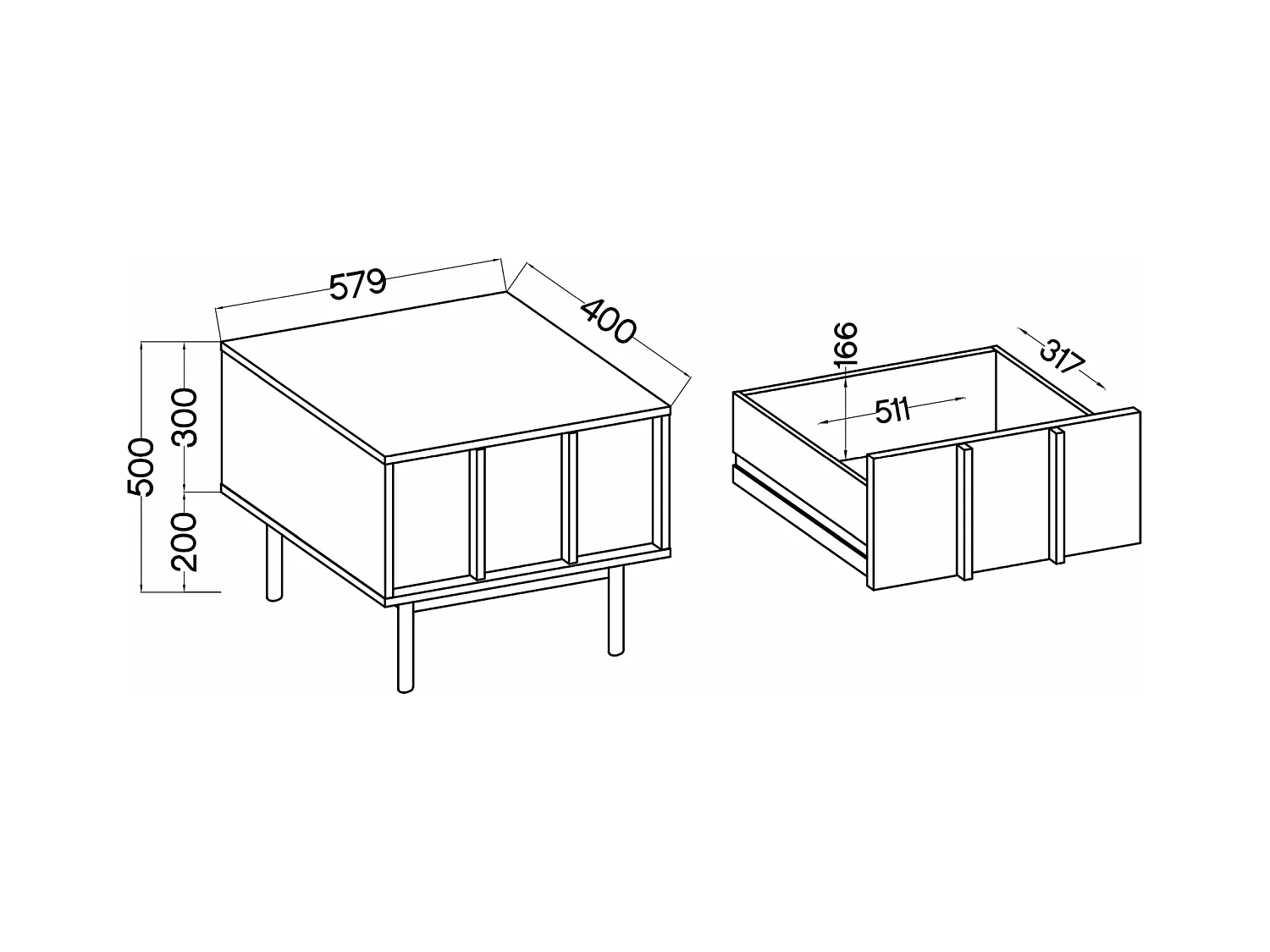 Table de chevet - avec tiroir - couleur de bois chêne huilé - NEKSTO