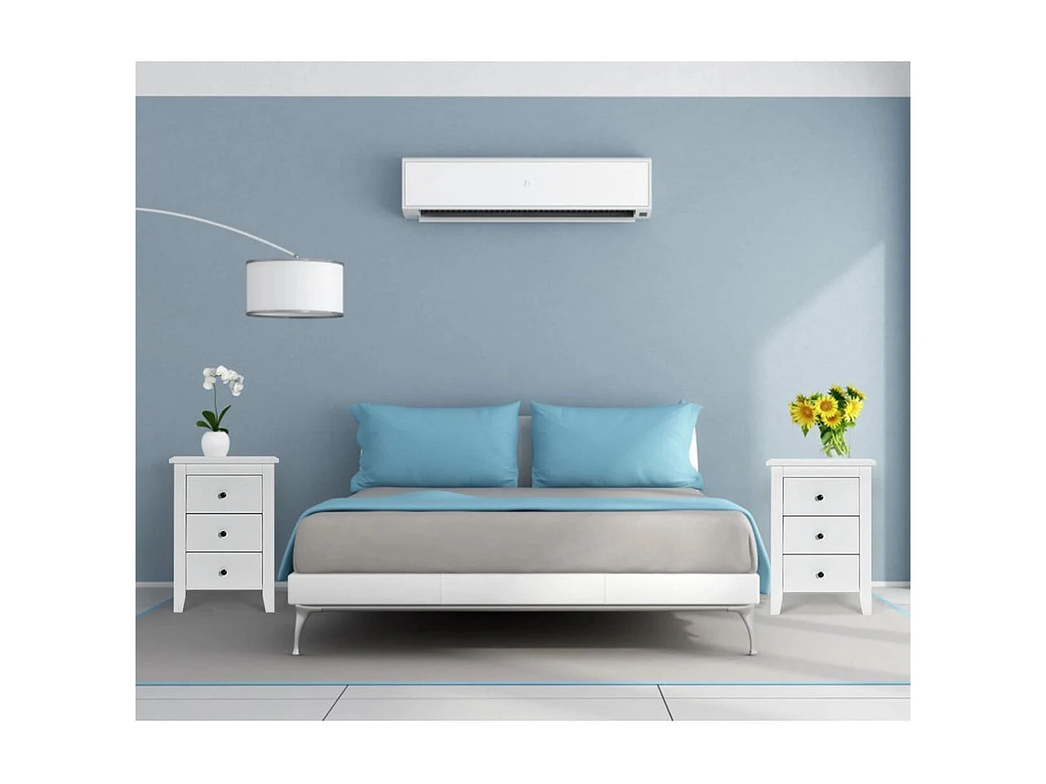 2er Set Nachttisch mit 3 Schubladen Nachtschrank für Boxspringbett 46 x 37 x 65 cm Weiß