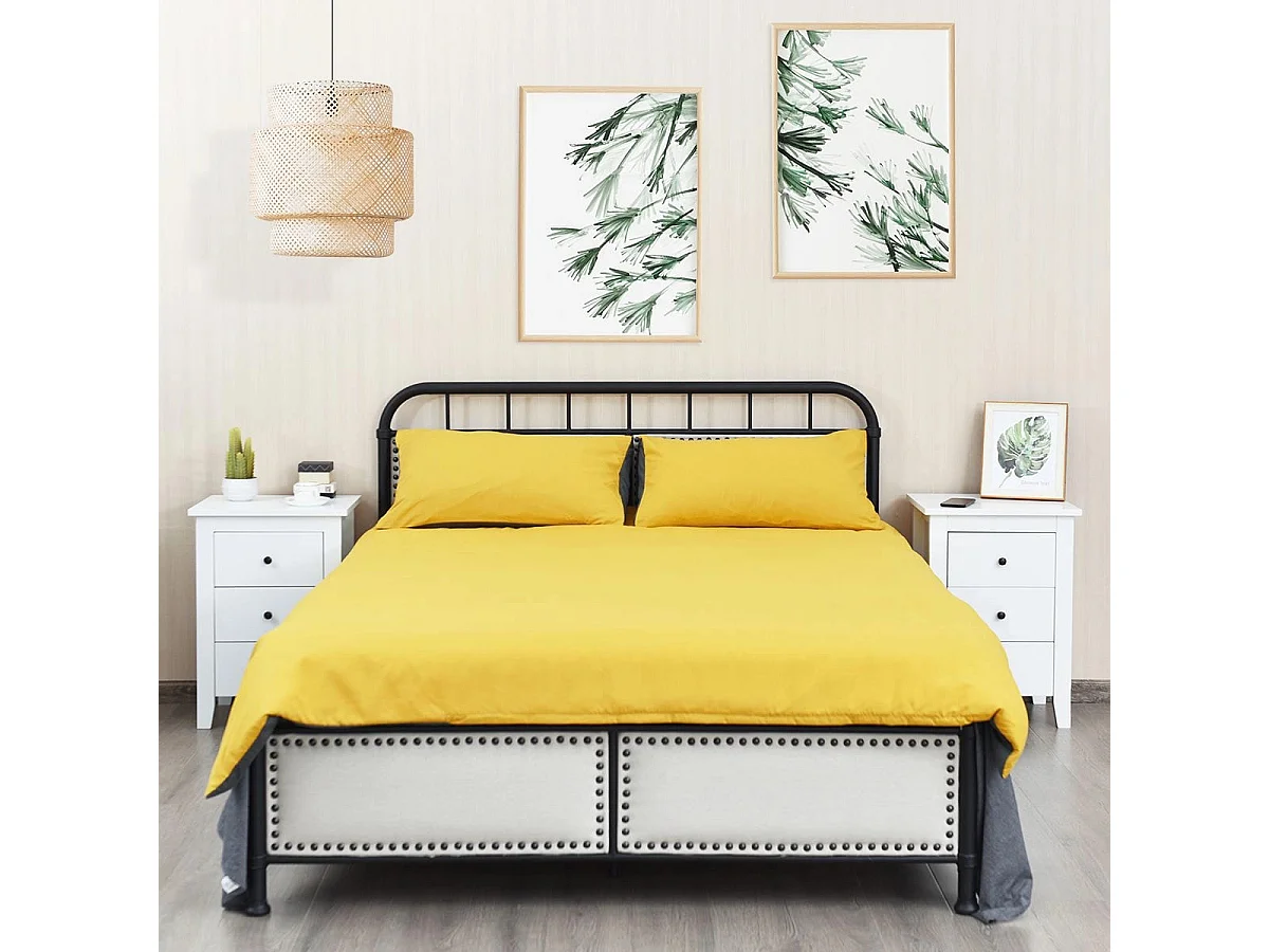 2er Set Nachttisch mit 3 Schubladen Nachtschrank für Boxspringbett 46 x 37 x 65 cm Weiß