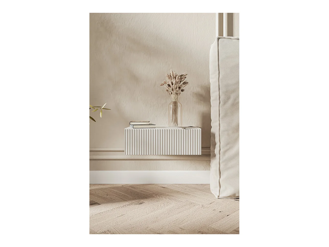 Table de chevet suspendue - 50 cm - blanc - VELDIO