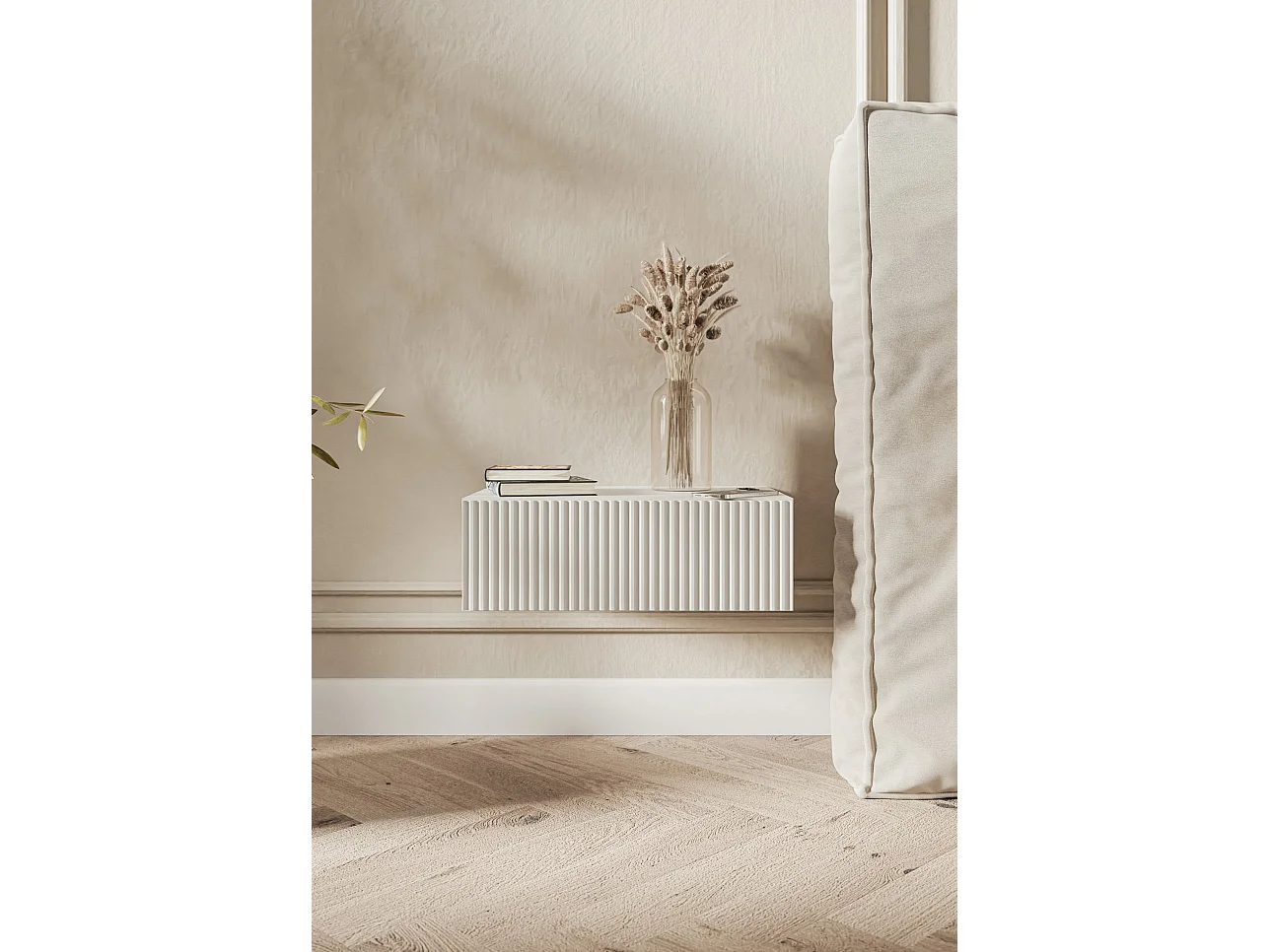 Table de chevet suspendue - 50 cm - blanc - VELDIO
