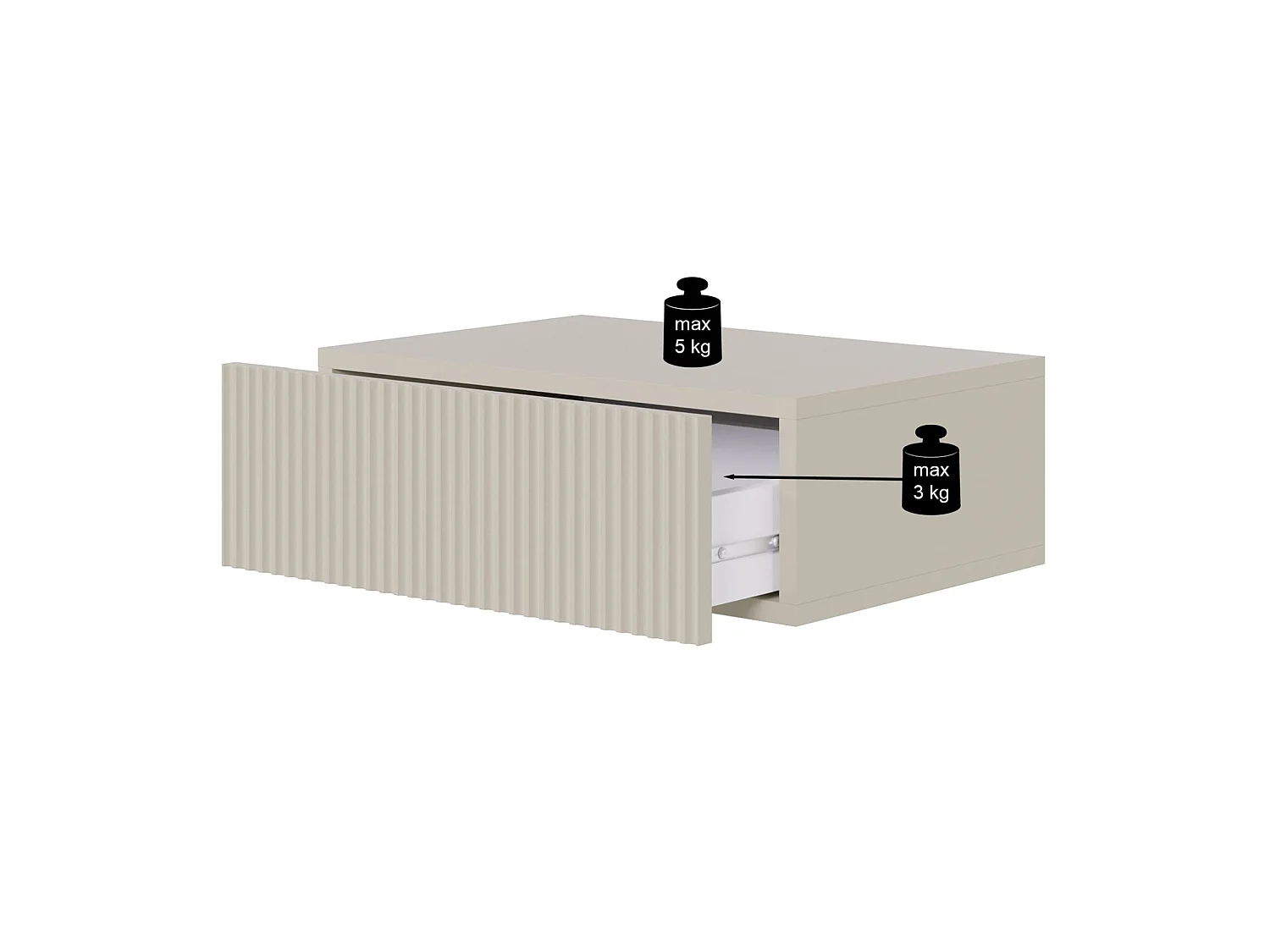 Table de chevet suspendue - 50 cm - blanc - VELDIO