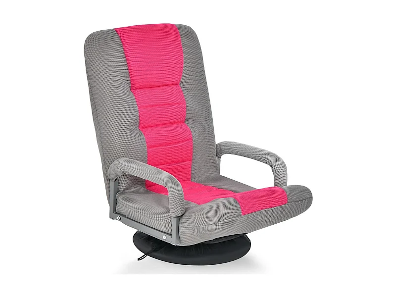 360° Drehbarer Bodenstuhl mit 6-Fach Verstellbarer Rückenlehne Armlehne Bodensessel Rosa