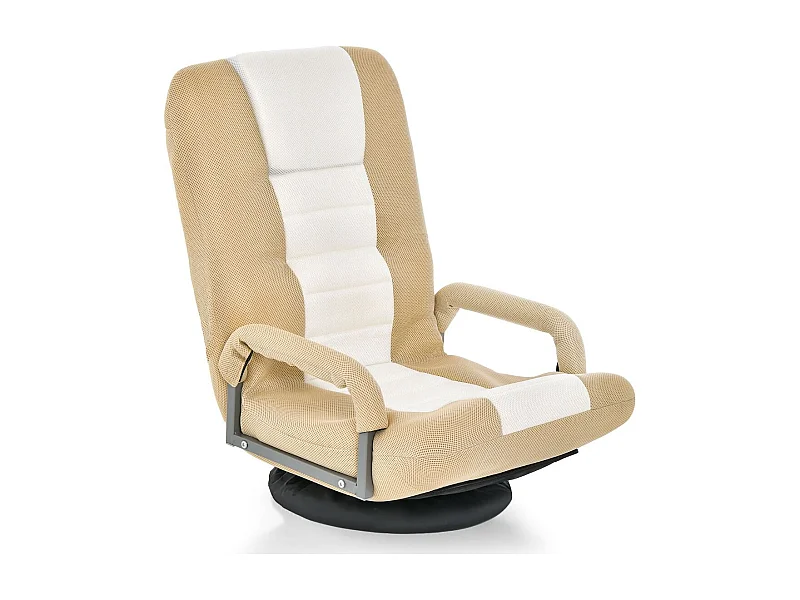360° Drehbarer Bodenstuhl mit 6-Fach Verstellbarer Rückenlehne Bodensessel Beige