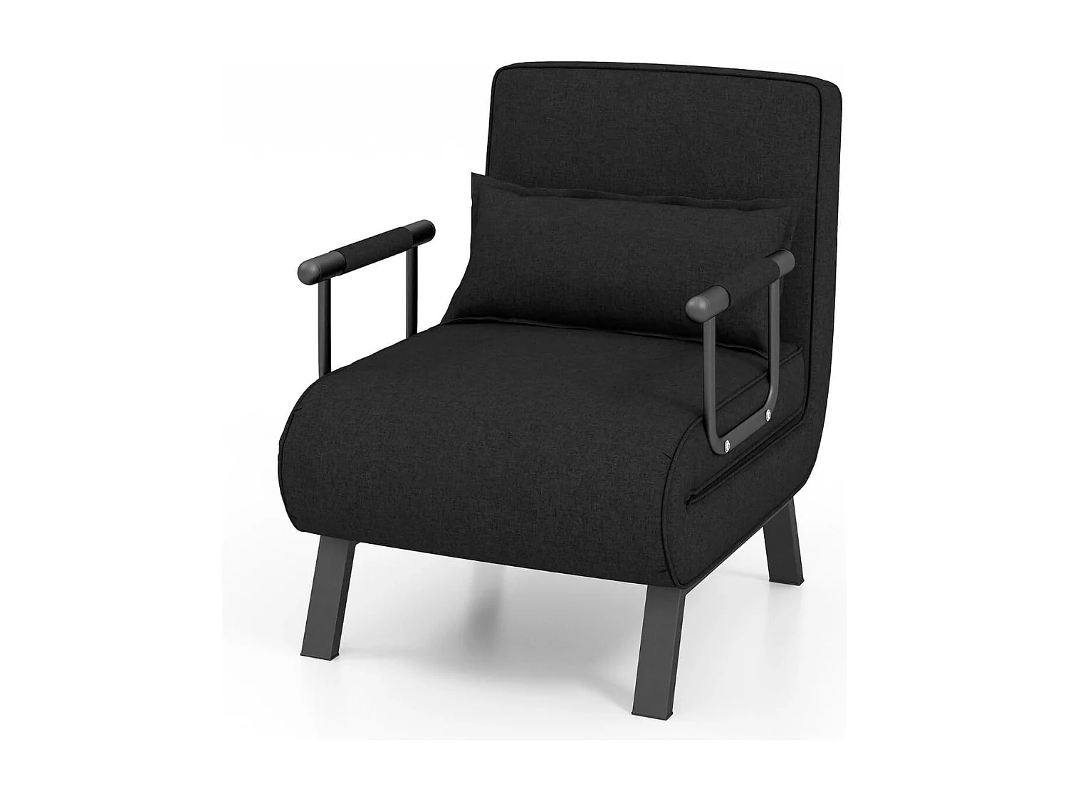 Schlafsessel mit Bettfunktion Klappsofa Schlafsofa mit verstellbarer Rückenlehne & abnehmbarem Kissen Schwarz