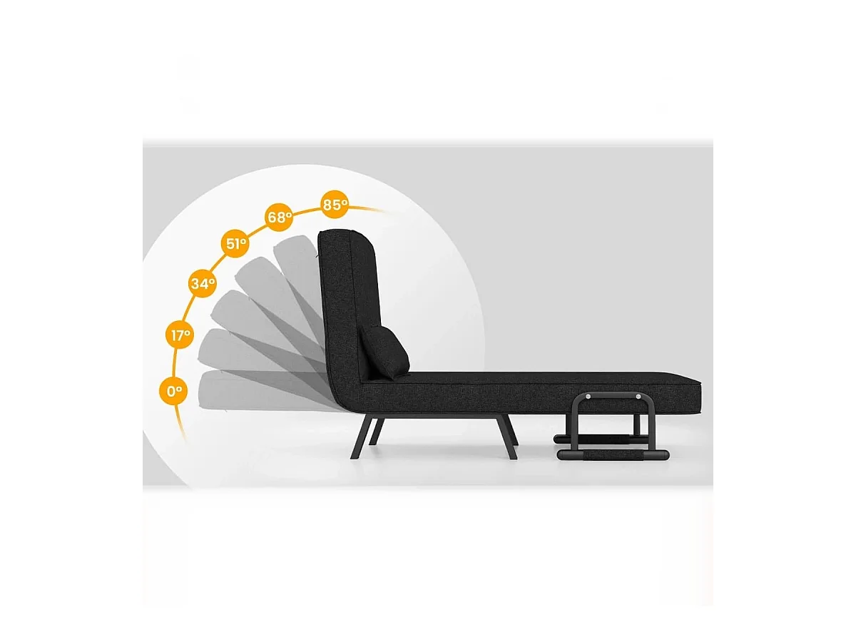 Schlafsessel mit Bettfunktion Klappsofa Schlafsofa mit verstellbarer Rückenlehne & abnehmbarem Kissen Schwarz