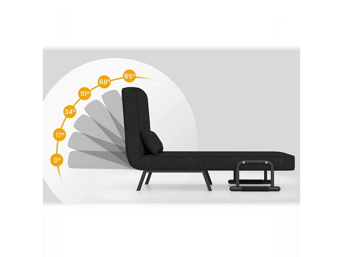 Schlafsessel mit Bettfunktion Klappsofa Schlafsofa mit verstellbarer Rückenlehne & abnehmbarem Kissen Schwarz