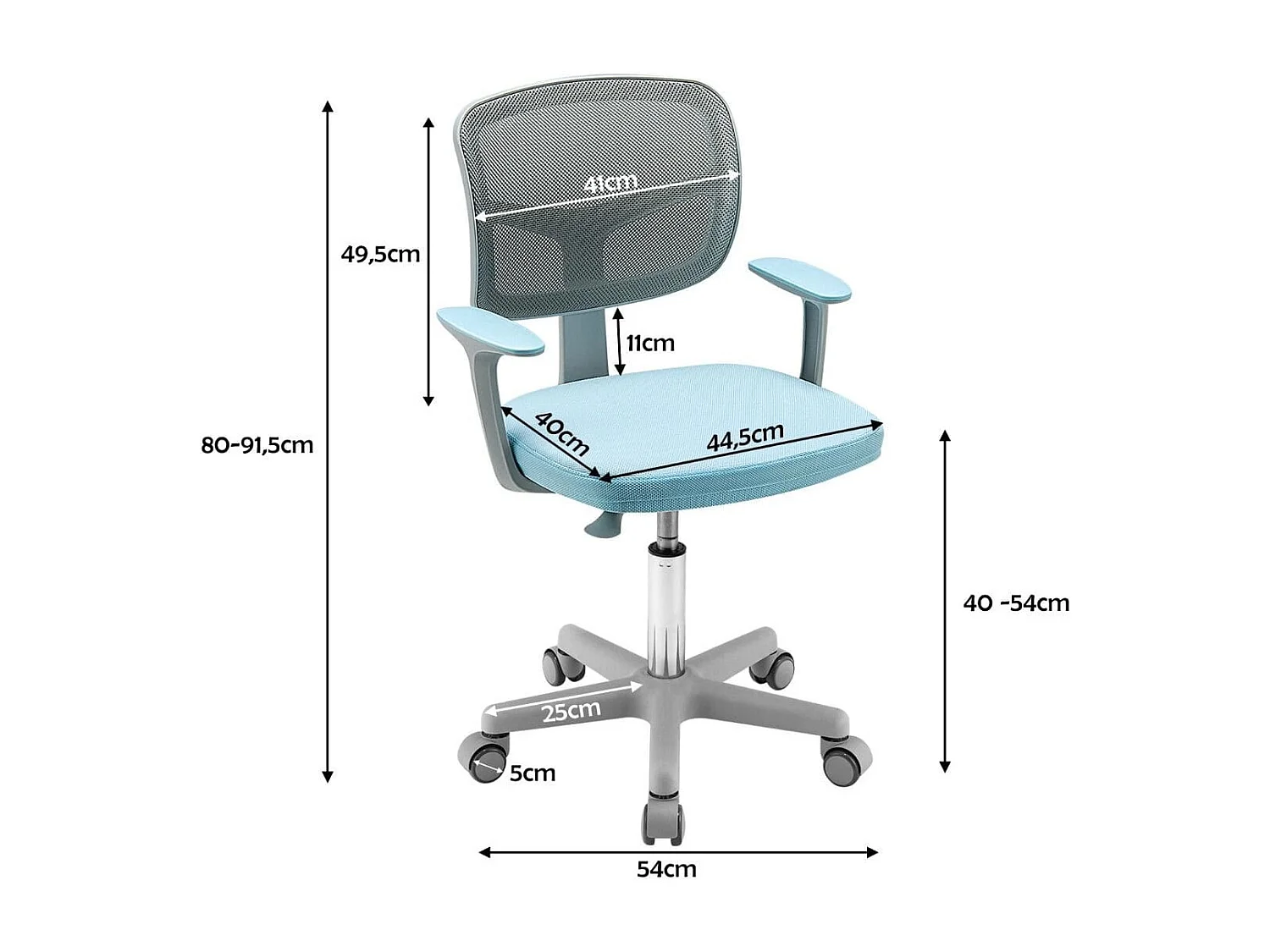Sedia per scrivania per bambini con altezza regolabile, Sedile girevole a rete Blu