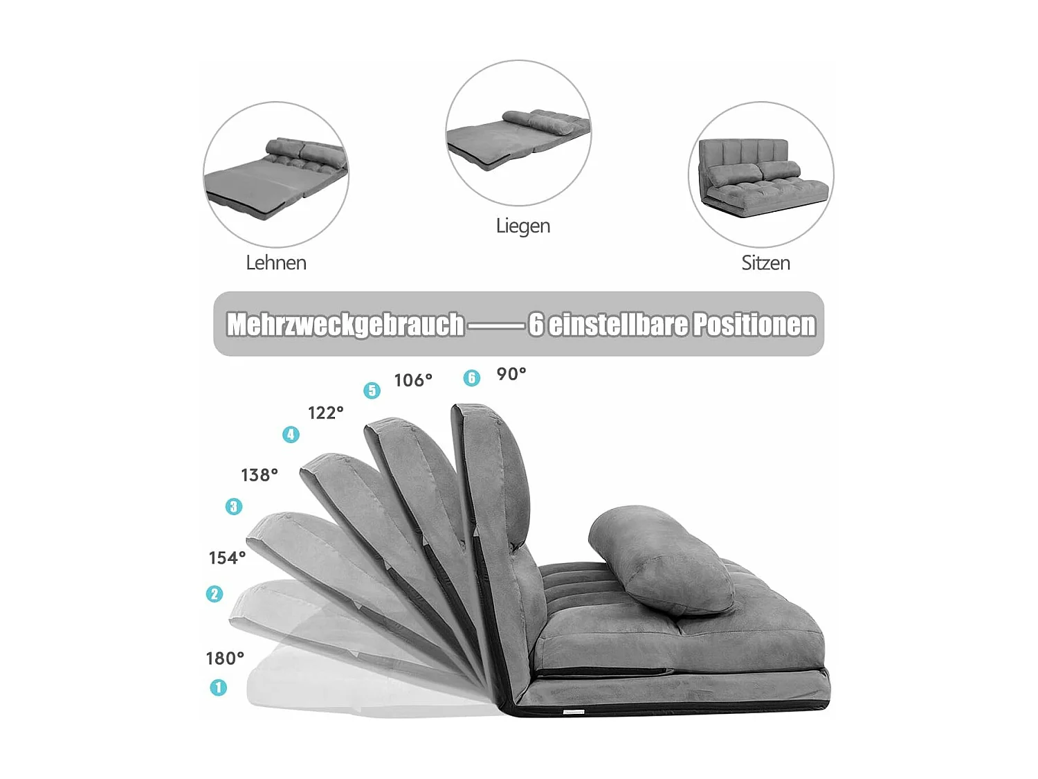 Schlafsofa mit 2 Kissen