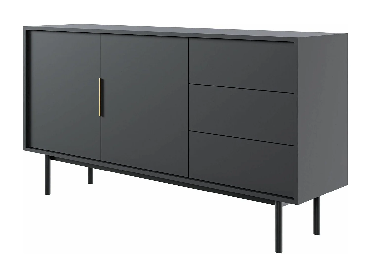 Sideboard mit 3 Schubladen - schwarz - 154 cm - VIVIARO