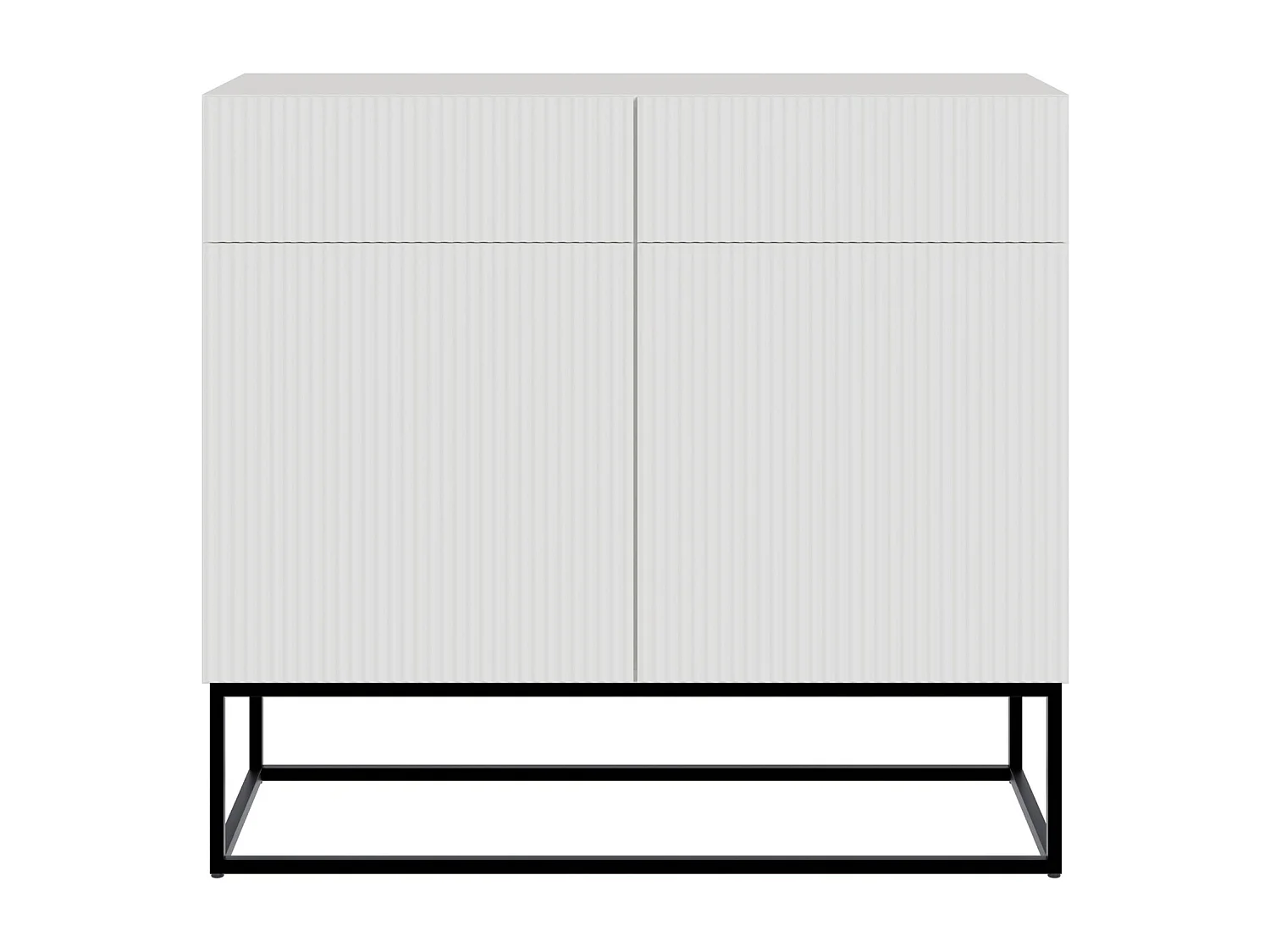 Buffet 2 portes - 100 cm blanc avec pieds noirs - VELDIO