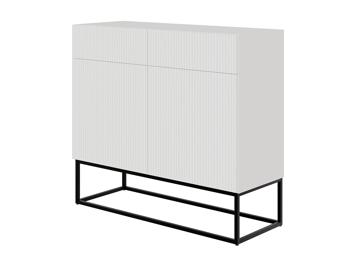Buffet 2 portes - 100 cm blanc avec pieds noirs - VELDIO
