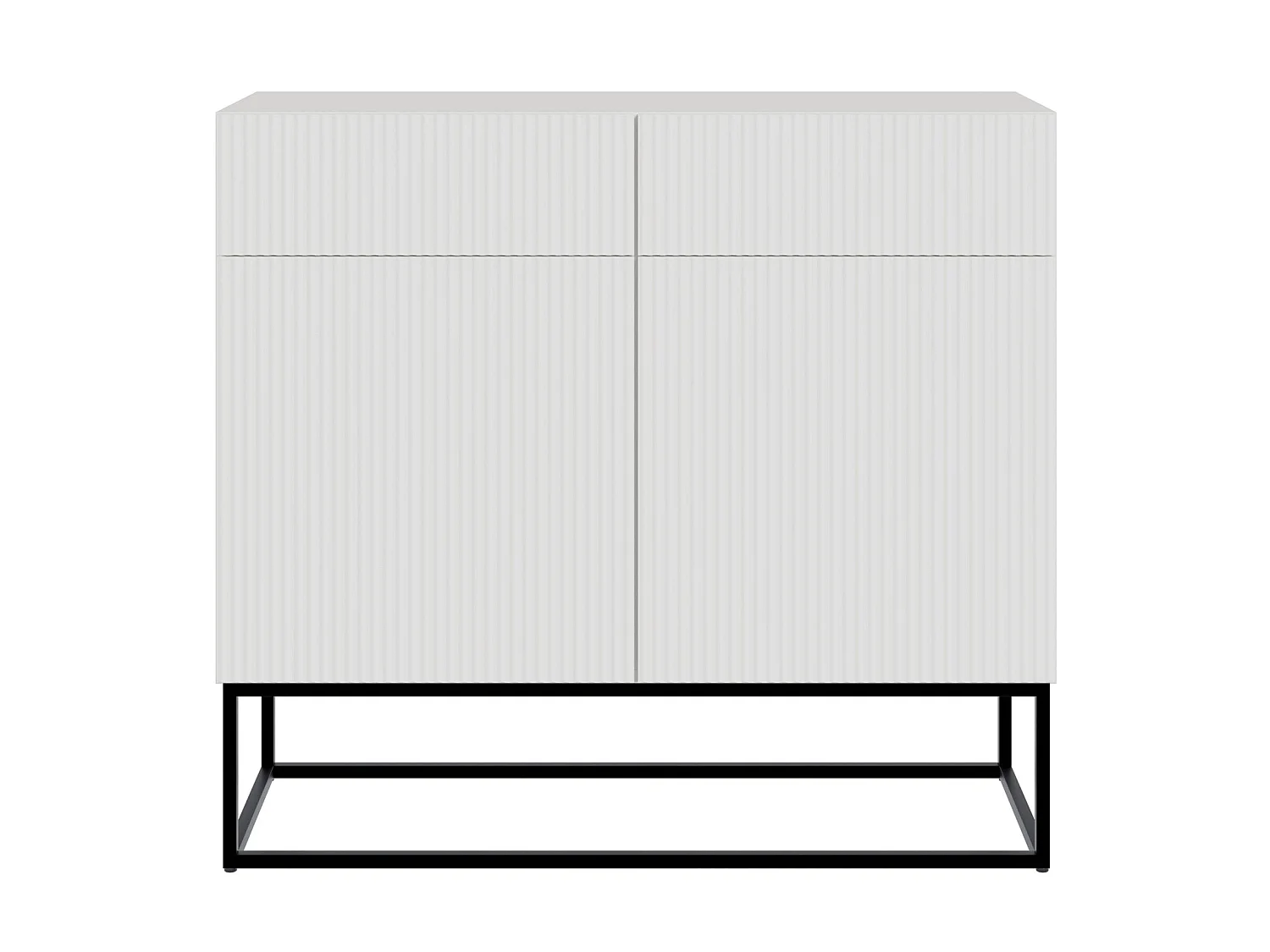 Buffet 2 portes - 100 cm blanc avec pieds noirs - VELDIO