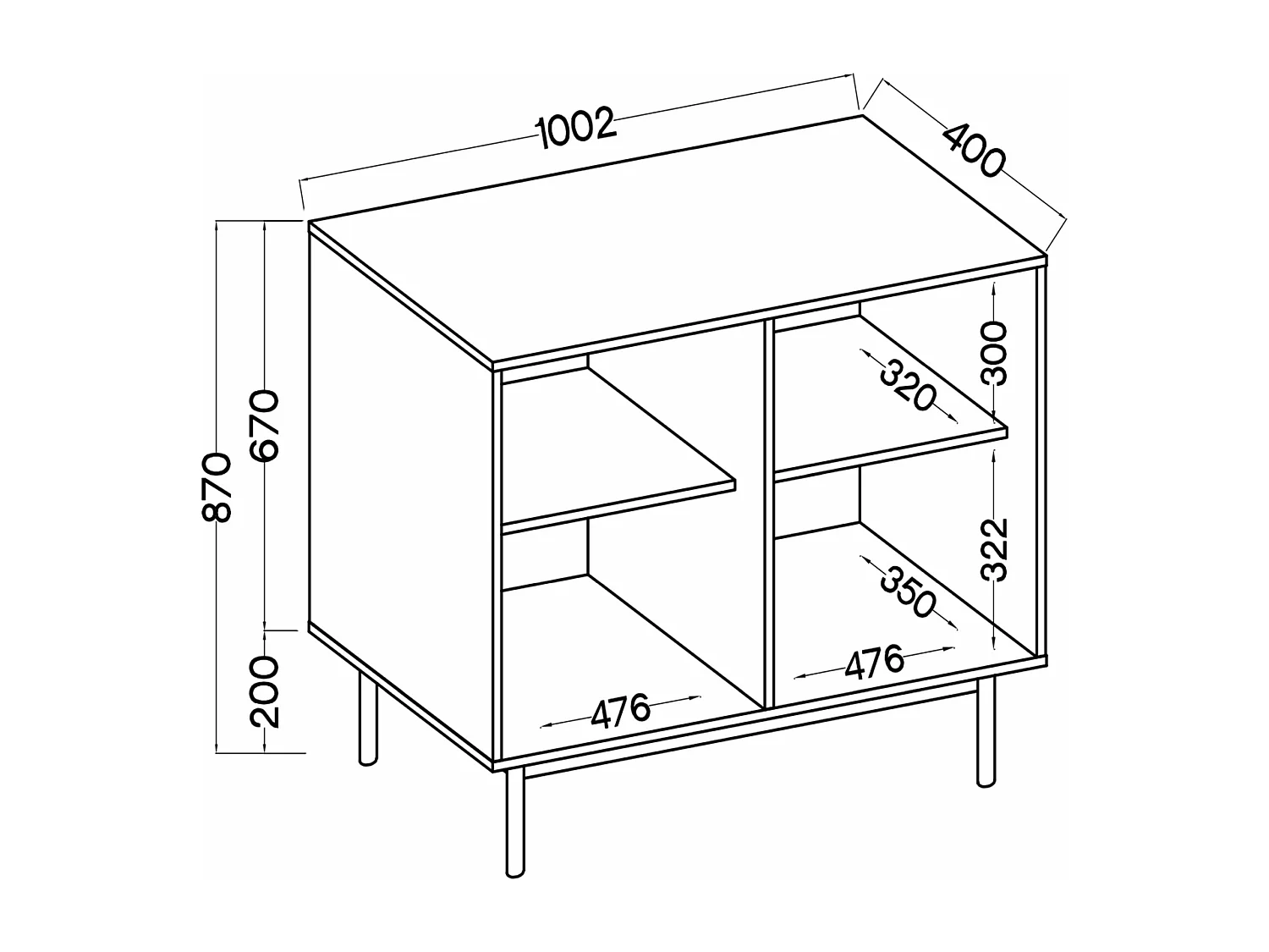 Sideboard 2-türig - Eichenholzoptik - 100 cm - NEKSTO
