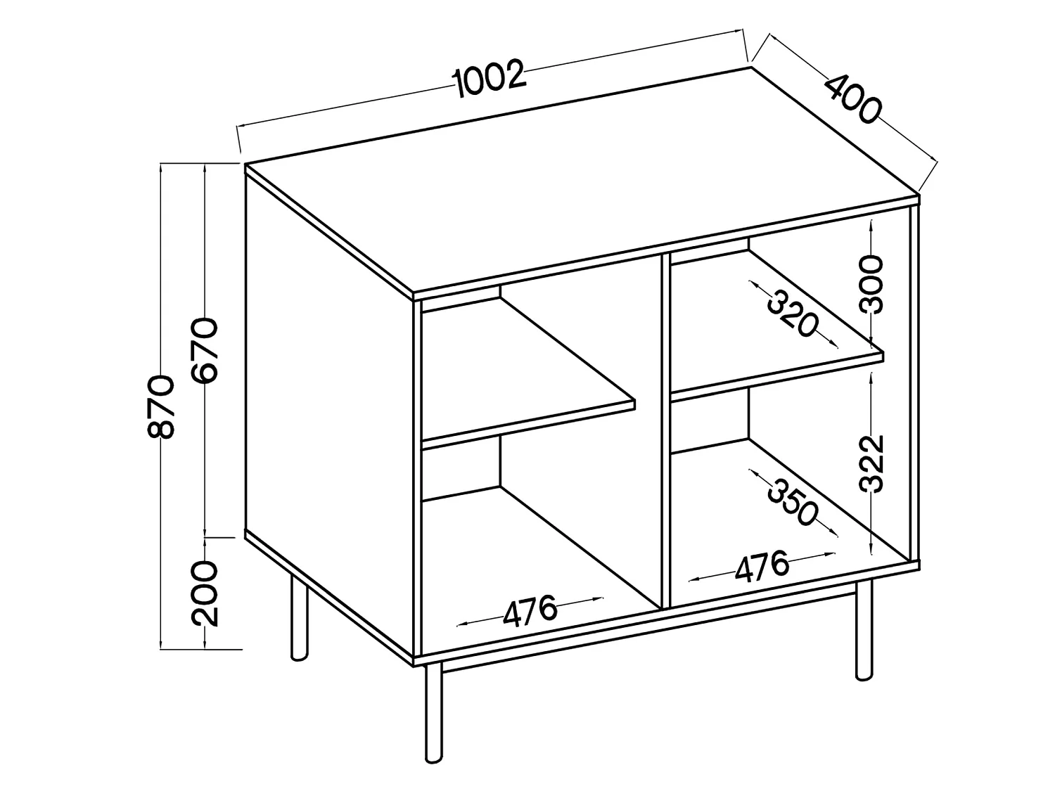 Commode à deux portes - 100 cm - couleur de bois chêne huilé - NEKSTO