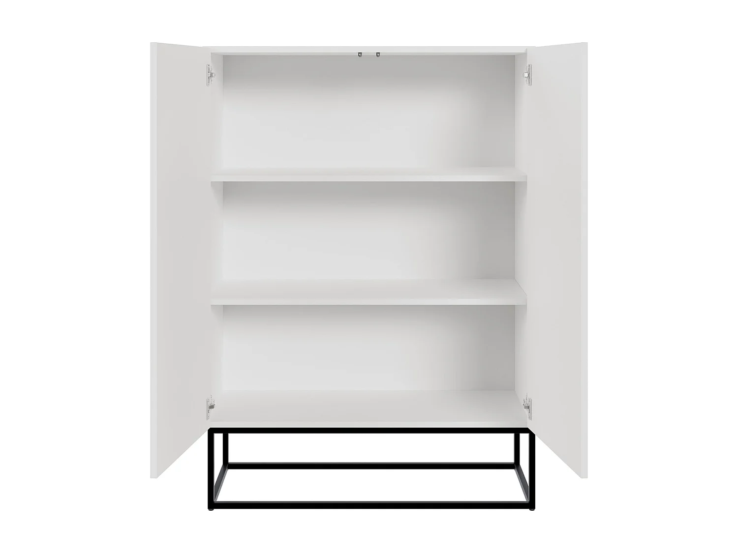 Buffet haute 2 portes - 90 cm - blanc avec pieds noirs - VELDIO