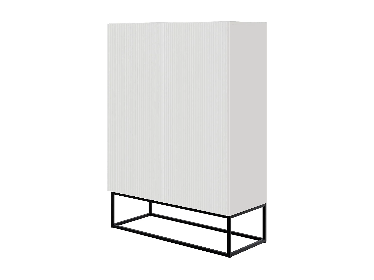 Buffet haute 2 portes - 90 cm - blanc avec pieds noirs - VELDIO