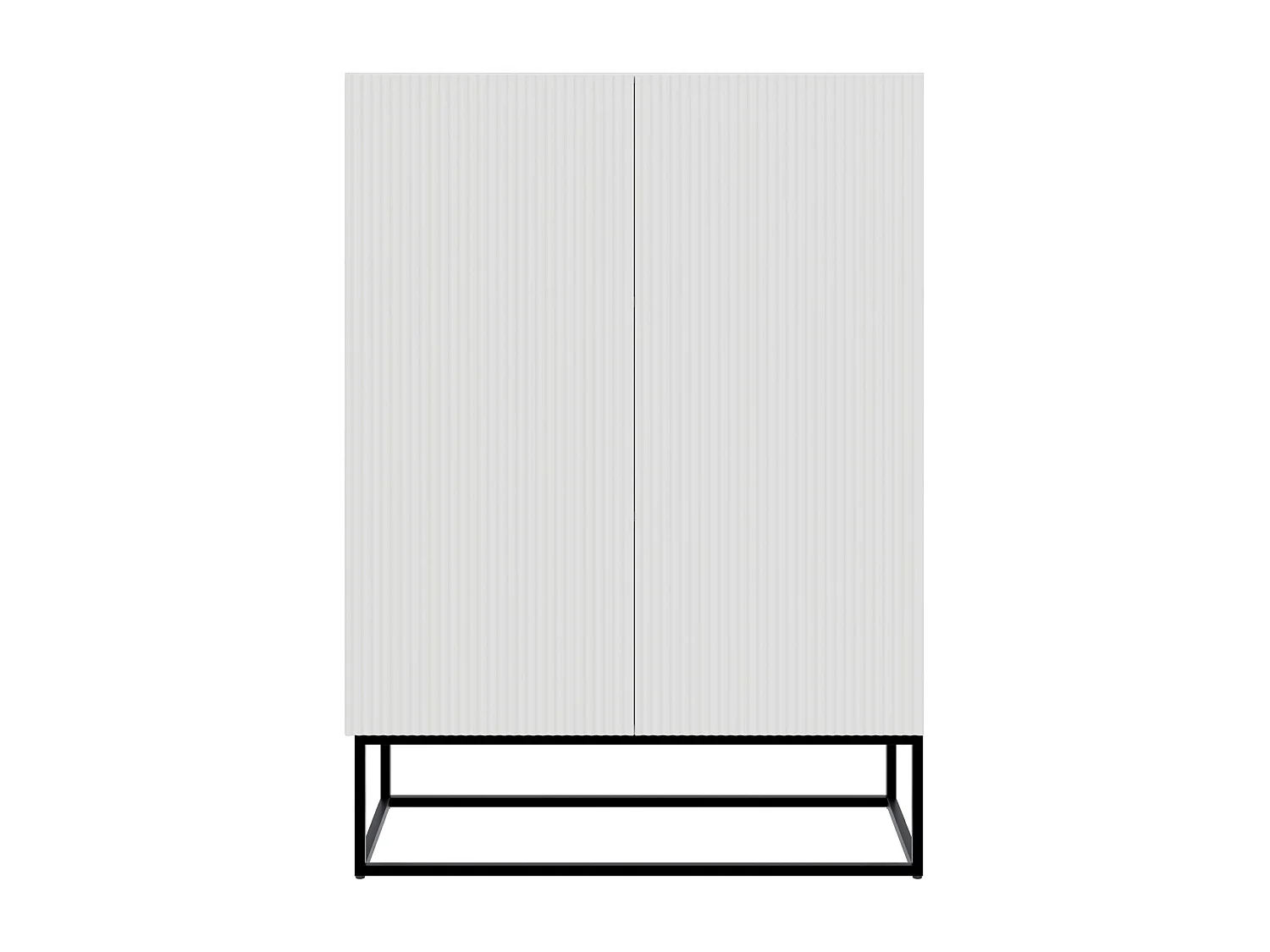 Buffet haute 2 portes - 90 cm - blanc avec pieds noirs - VELDIO