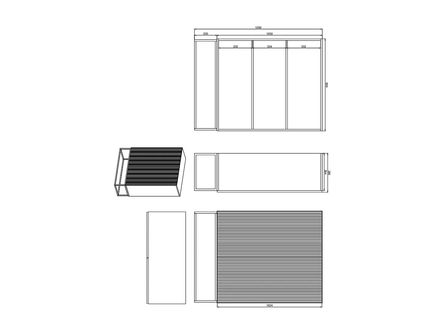 Buffet haute 2 portes - 90 cm - grège avec pieds noirs - VELDIO