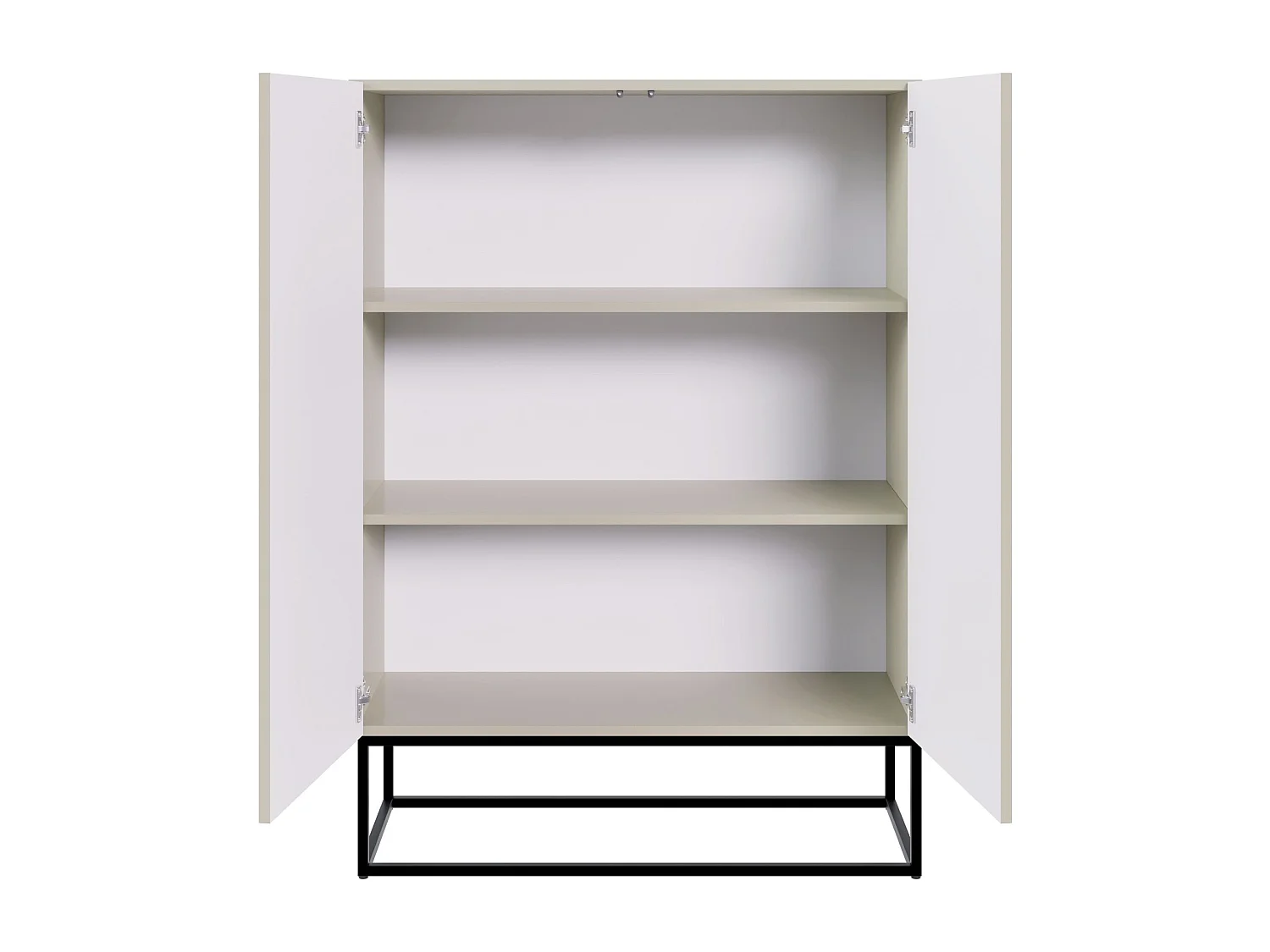 Buffet haute 2 portes - 90 cm - grège avec pieds noirs - VELDIO