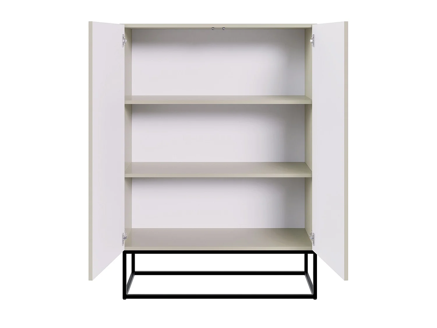 Buffet haute 2 portes - 90 cm - grège avec pieds noirs - VELDIO