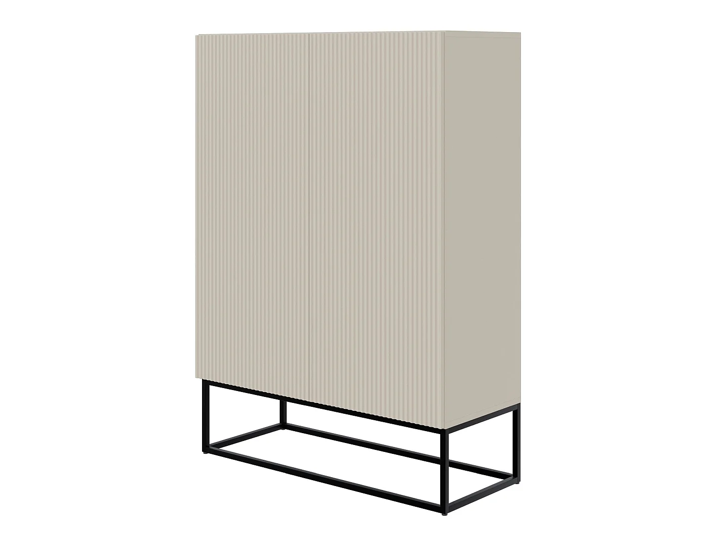 Buffet haute 2 portes - 90 cm - grège avec pieds noirs - VELDIO