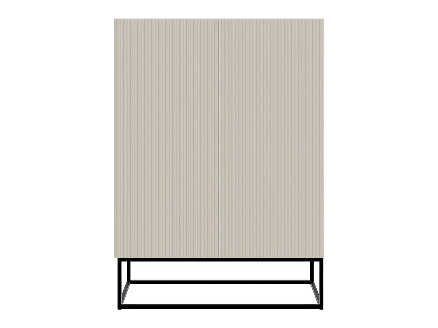 Buffet haute 2 portes - 90 cm - grège avec pieds noirs - VELDIO