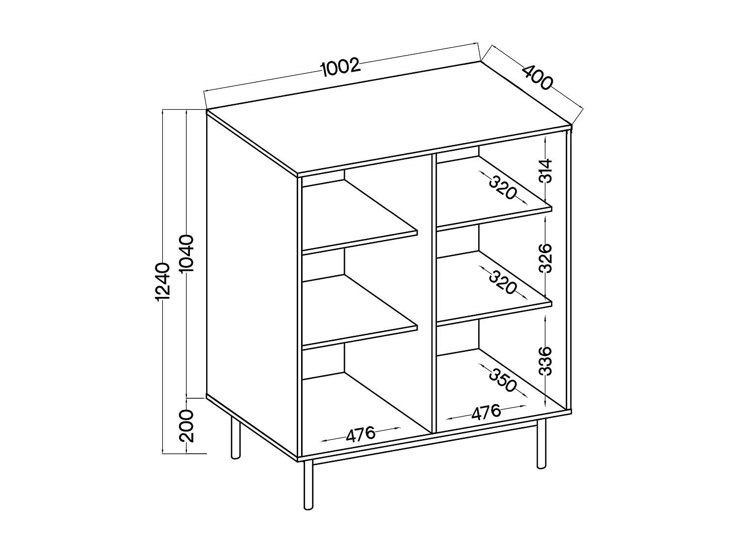 Highboard 2-türig - Eichenholzoptik - 100 cm - NEKSTO