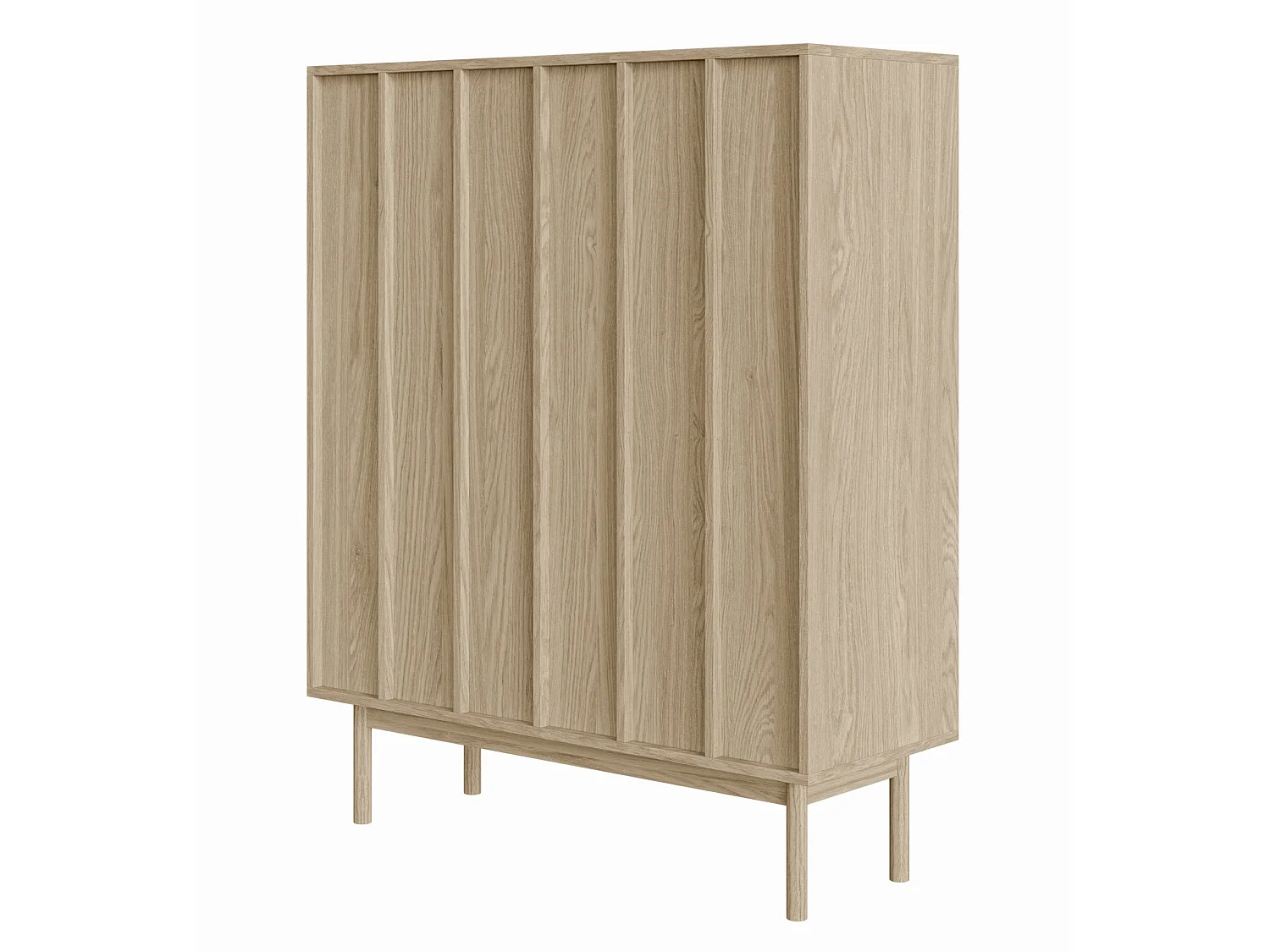 Commode haute à deux portes - 100 cm - couleur de bois chêne huilé - NEKSTO